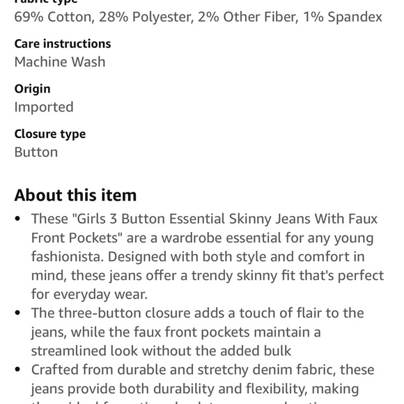 NWT Girls' Blue Skinny Jeans size 12 - Picture 4 of 5